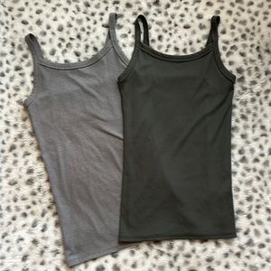 Two tank tops ones gray ones green both extra small